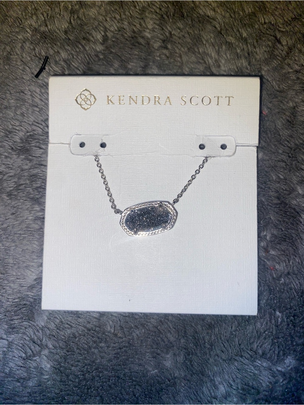 BNWT l Kendra Scott Elisa Platinum Drusy Short Necklace Silver $75